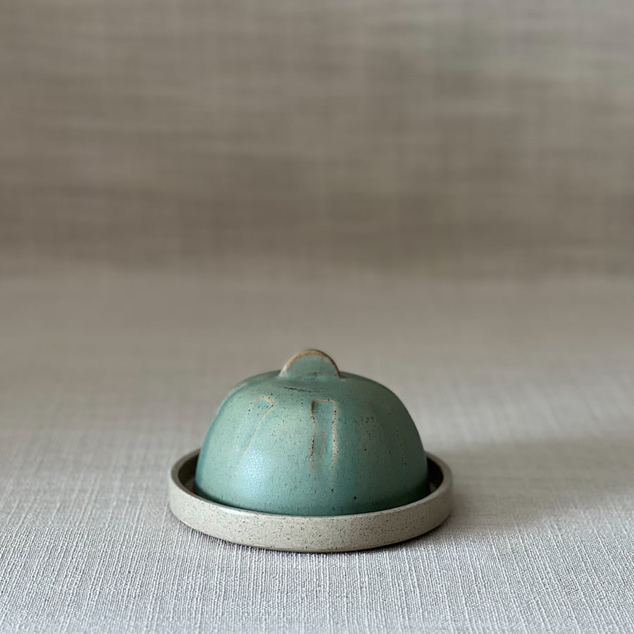 Image of MISTY GREEN BUTTER DISH 