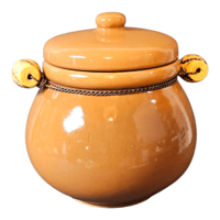 Image 1 of Square Nest Bean Pot With Floral Painted Wood Handles