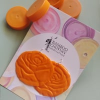 Image 1 of Upcycled Orange Rose Bloom Earrings