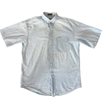 Image 7 of Light Blue Distressed Short Sleeve Button Down Club Room Shirt - Size M Men’s
