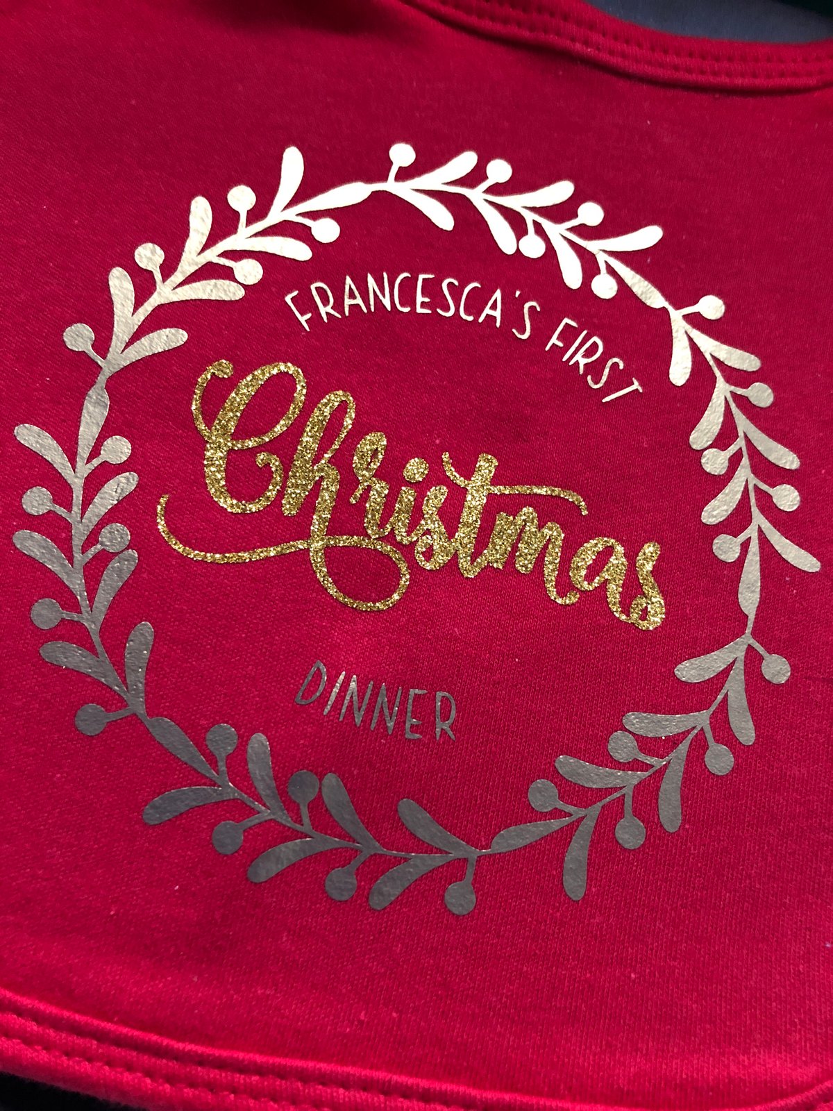 first christmas dinner bib
