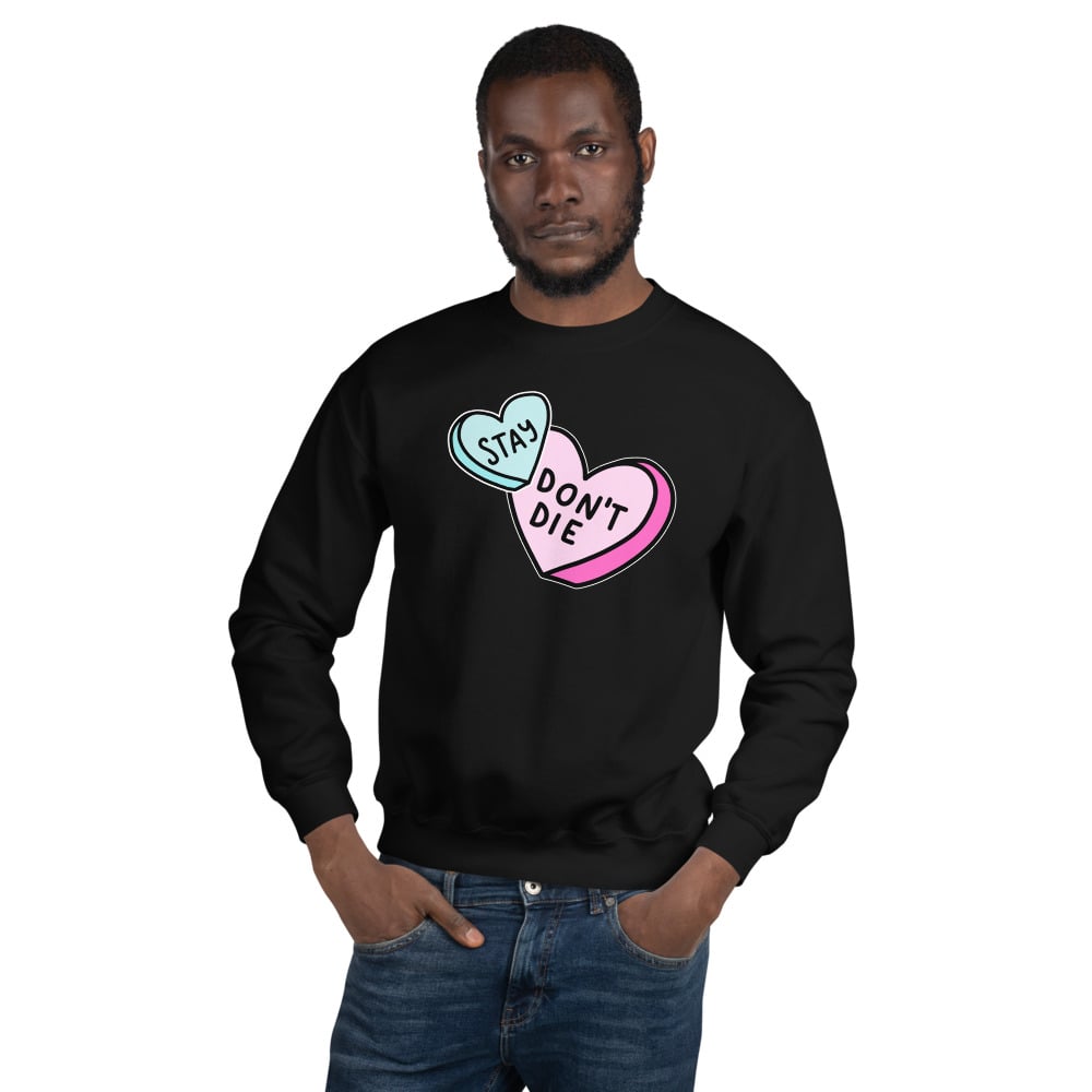 Image of Unisex Suicide 'n' Stuff x Live Through This Conversation Hearts Crew Neck Sweater