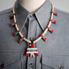Vintage c.1920-30's Santo Domingo Indian turquoise scrap plastic necklace with matching earrings