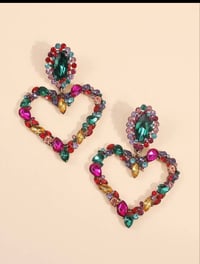 Image 1 of Heart Rainbow Earrings