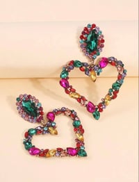 Image 2 of Heart Rainbow Earrings