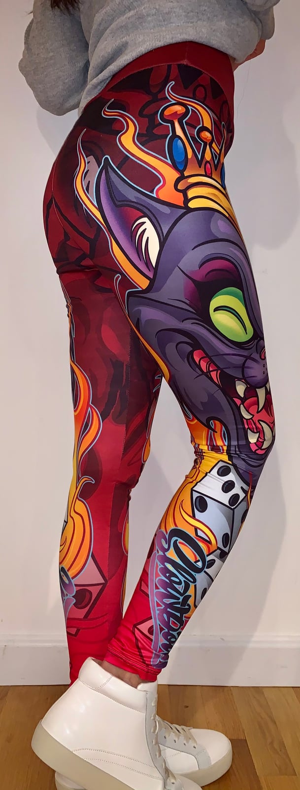 Cheshire Cat Leggings سروال اليوغا عالي الحزام, الأرجواني, المرأة, البطن png