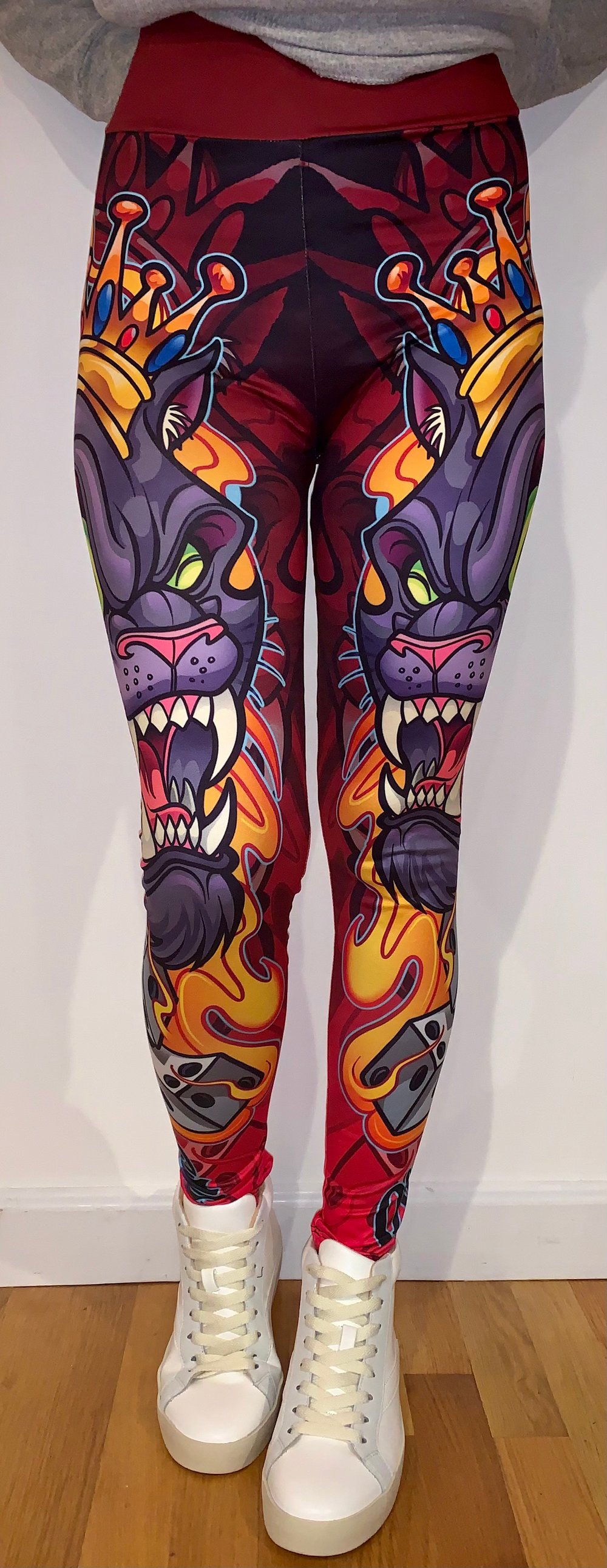 New School Cat Dice and Fire Leggings