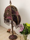 Antique Laamp & Victorian Lampshade - Bronze & Purple