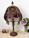 Antique Laamp & Victorian Lampshade - Bronze & Purple