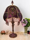 Antique Laamp & Victorian Lampshade - Bronze & Purple