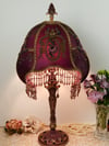 Antique Laamp & Victorian Lampshade - Bronze & Purple