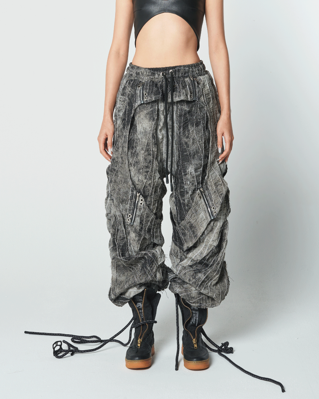 Destroyed black denim pants