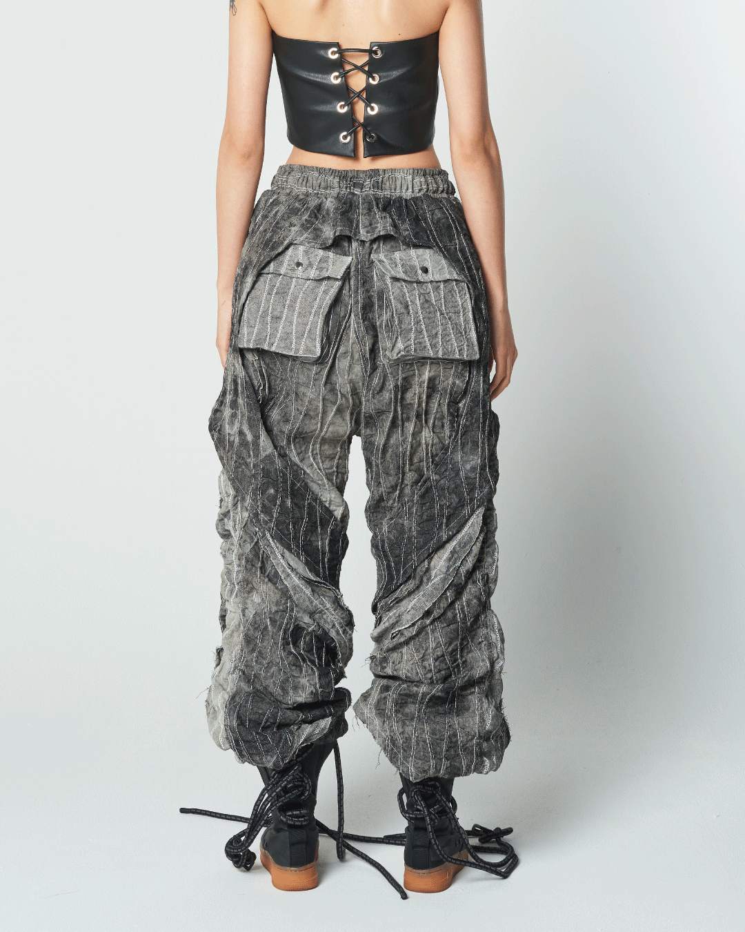 Destroyed black denim pants