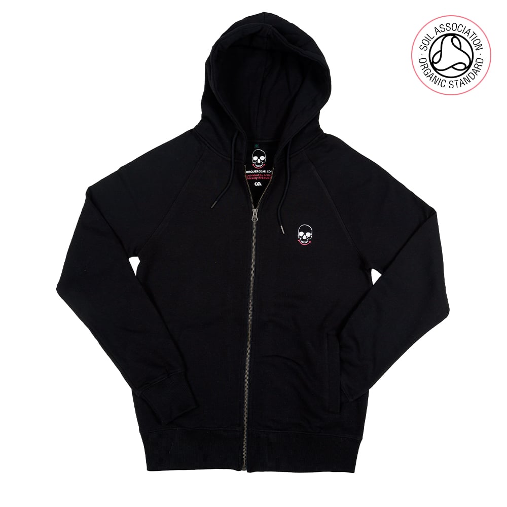 Back Scratch Unisex Black Zip-Up Hood (Organic)