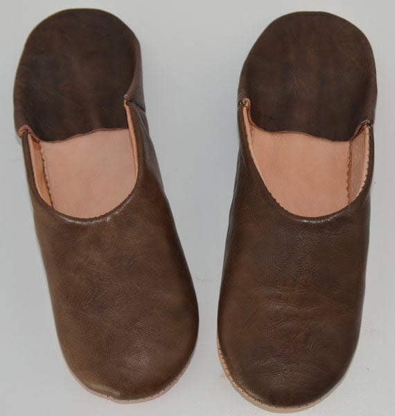 Image of BROWN LEATHER BABOUCHE