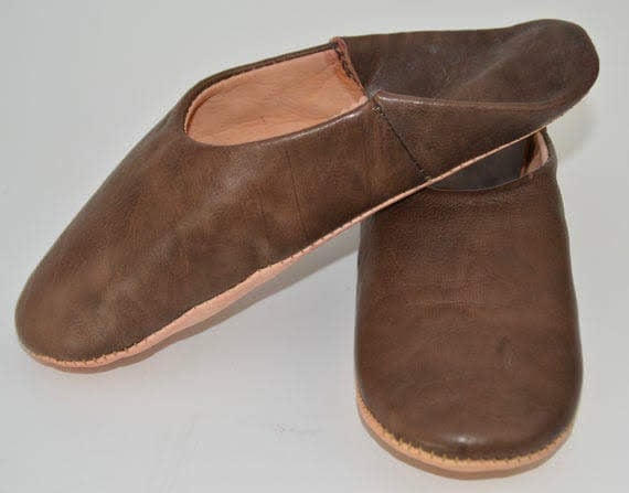 Image of BROWN LEATHER BABOUCHE