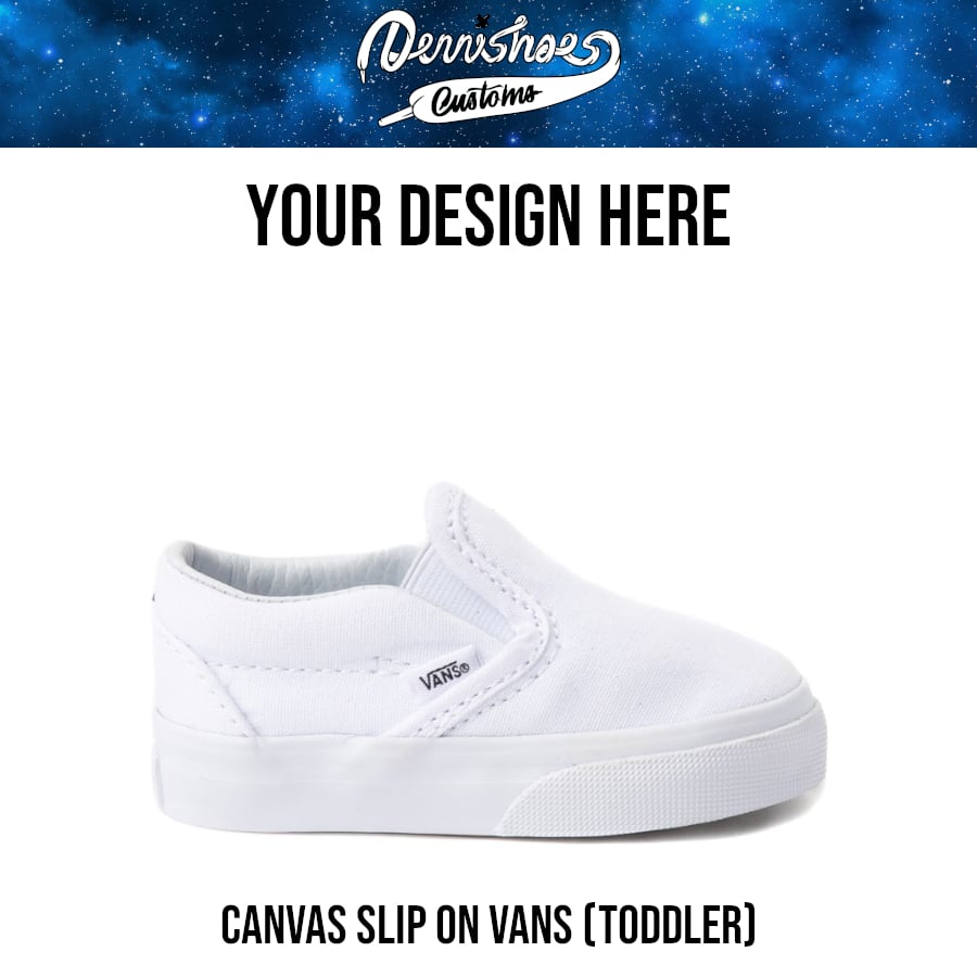 Image of Custom Hand Painted Made To Order Vans Canvas Classic Slip On Shoes (Toddler)