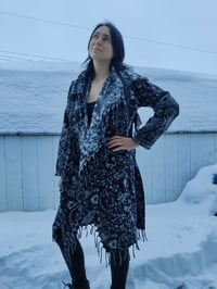 Image 3 of Black White Paisley Fringe Coat