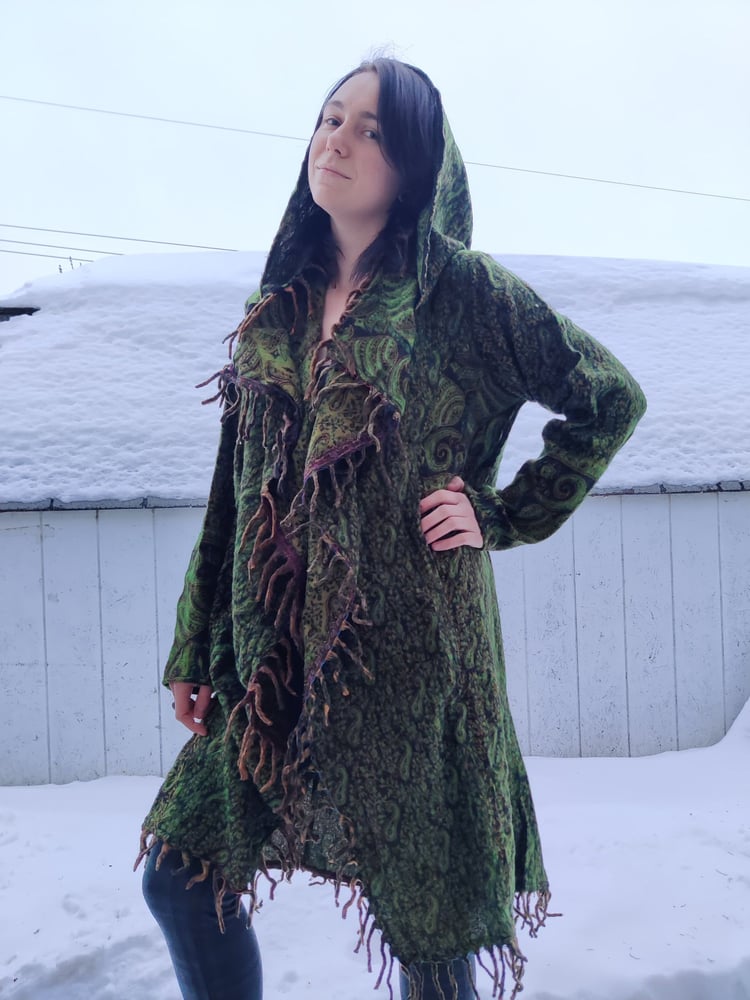 Image of Green Paisley Fringe Coat