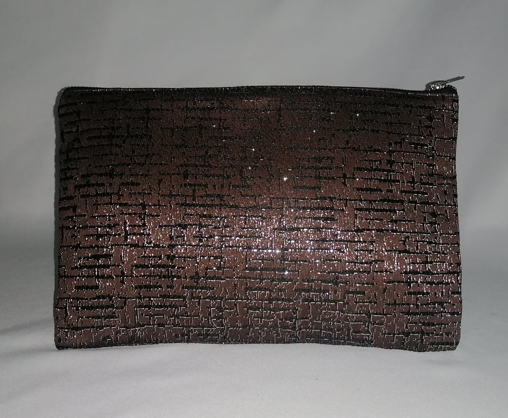 BROWN & SILVER SPARKLE CLUTCH BAG