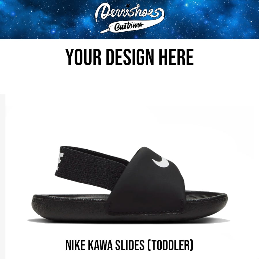 Image of Custom Hand Painted Made To Order Nike Kawa Slides (Toddler)