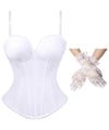 White corset women’s (free set of white flower gloves)