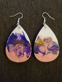 Image 1 of Pink, Purple and Gold Earrings 