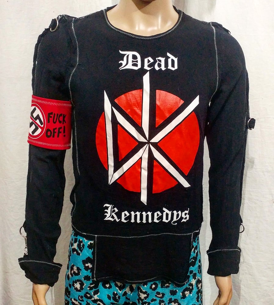 Image of Dead Kennedys black bondage shirt with arm band