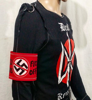 Image of Dead Kennedys black bondage shirt with arm band