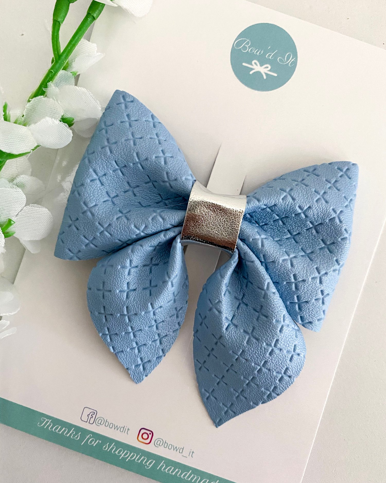 Light Blue Cross Sailor Bow