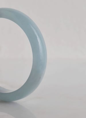 Image of Carved Natural Icy Blue Aquamarine bangle