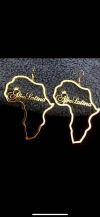 Image 1 of Custom Name Africa Shaped Earrings 