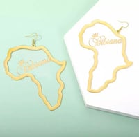 Image 3 of Custom Name Africa Shaped Earrings 