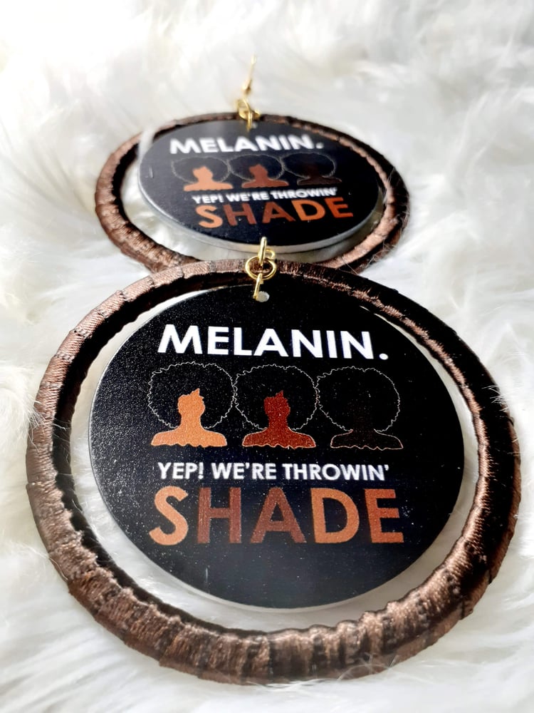 Image of Melanin Yep! We're Throwing Shade, Sisterhood, Natural Hair, Wood and Ribbon Earrings