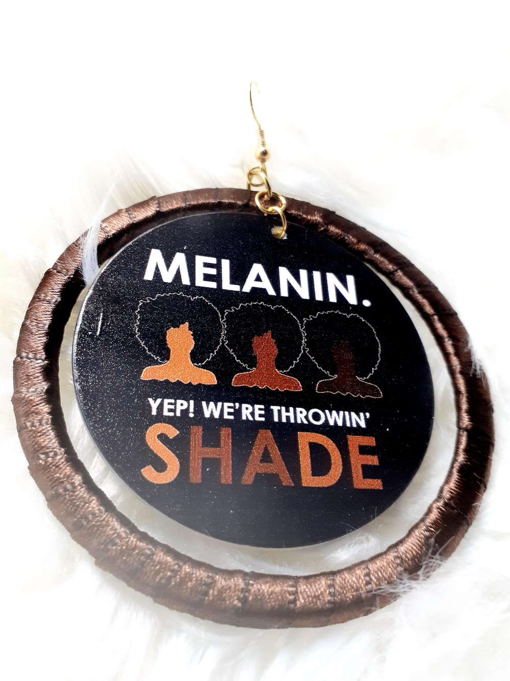 Image of Melanin Yep! We're Throwing Shade, Sisterhood, Natural Hair, Wood and Ribbon Earrings