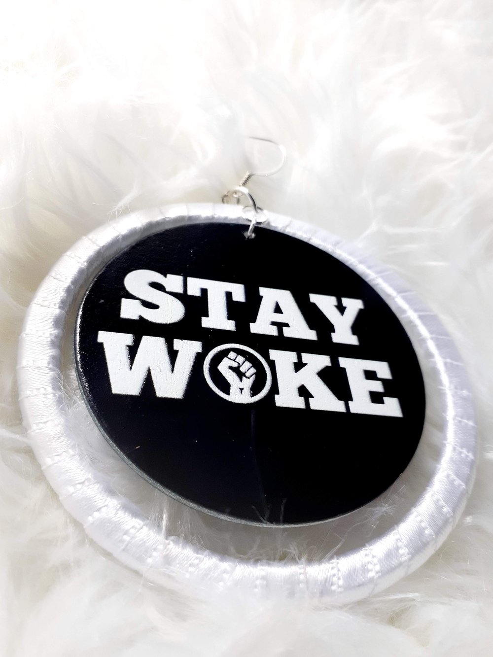 Image of Stay Woke, African Culture, Hip Hop, I love my African Roots, Black Love, Wood and Ribbon Earrings