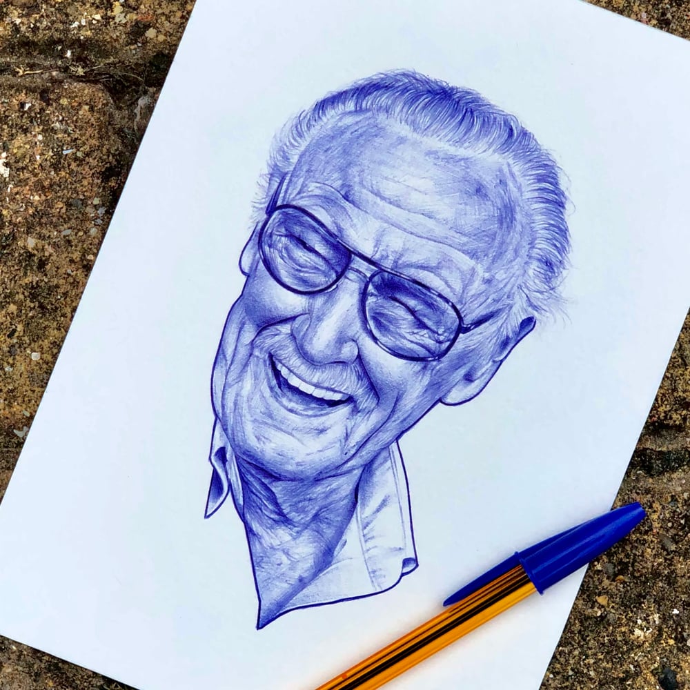 Image of STAN LEE - BIRO PORTRAIT *ORIGINAL*