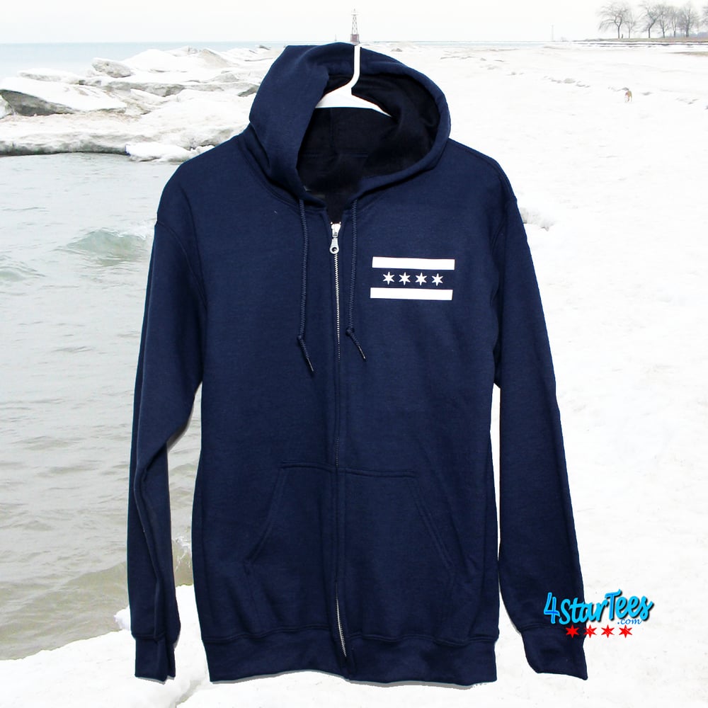 Image of CHI FLY Reflective Full-Zip Hoodie - Navy