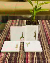 Marble Brass Coaster Set 