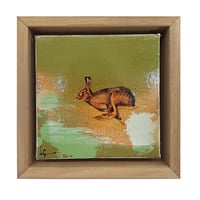 Image 1 of Original Canvas - Running Hare on Eau de Nil - 5" x 5"