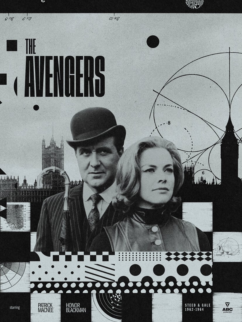 The Avengers - 60th Anniversary Print - Steed & Gale | NEEDLE DESIGN