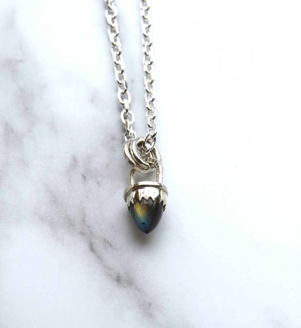Handmade Sterling Silver Labradorite Bullet Point Pendant