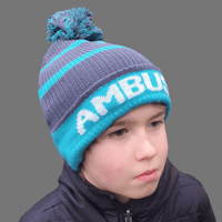 Image 3 of Ambush Golf Adult Uni Bobble Hat - Grey / Turquoise 