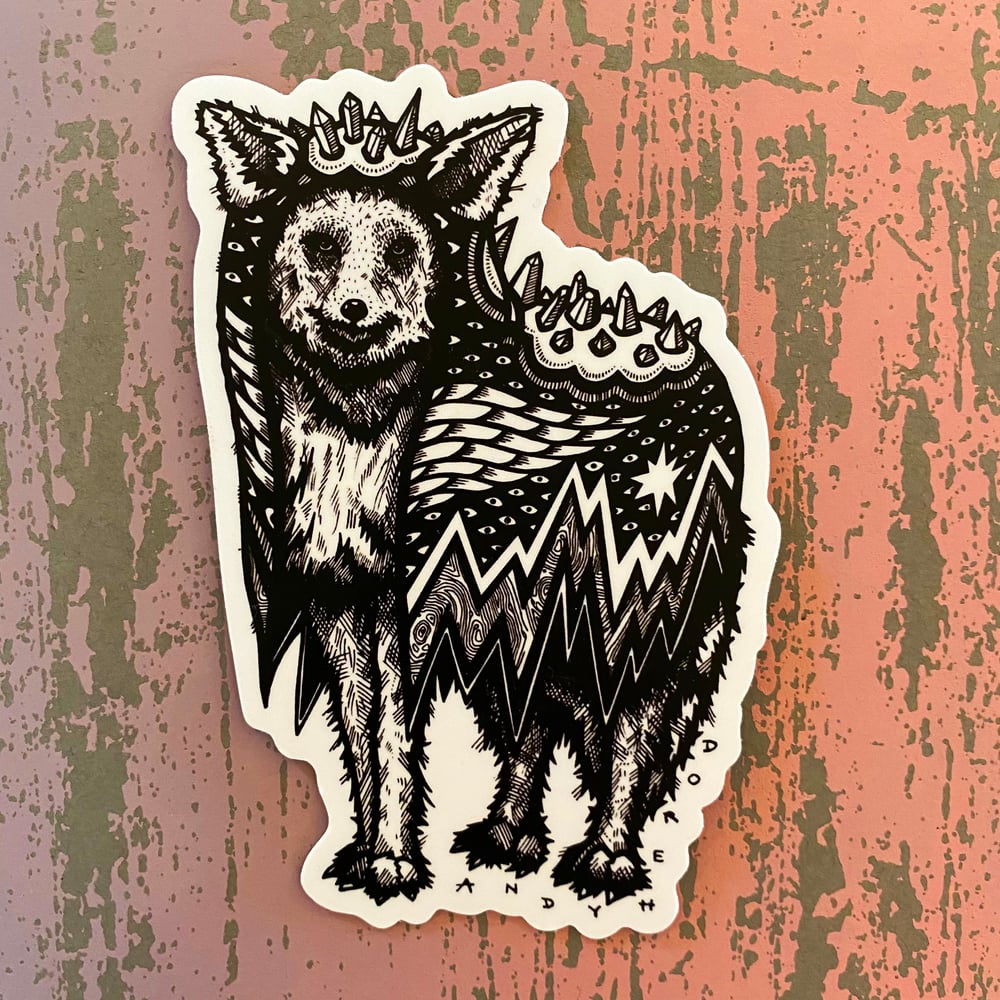 Image of Coyote in a Crystal Cloak Vinyl Sticker