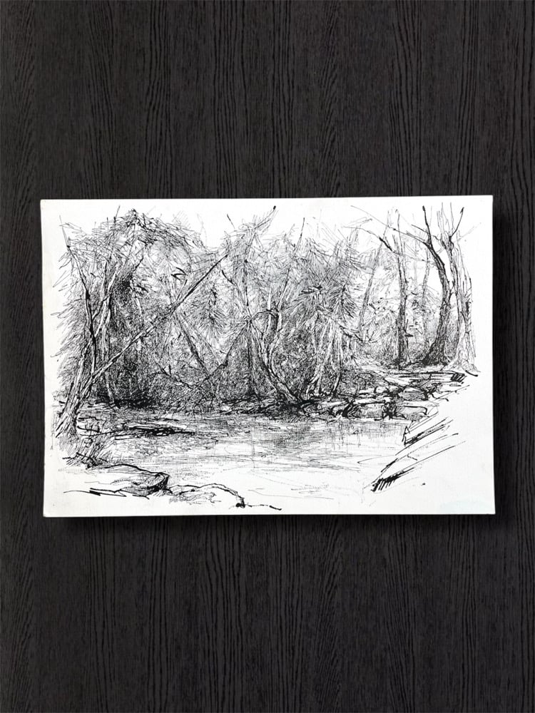 Image of VINTAGE DUTCH DRAWING: LANDSCAPE #10