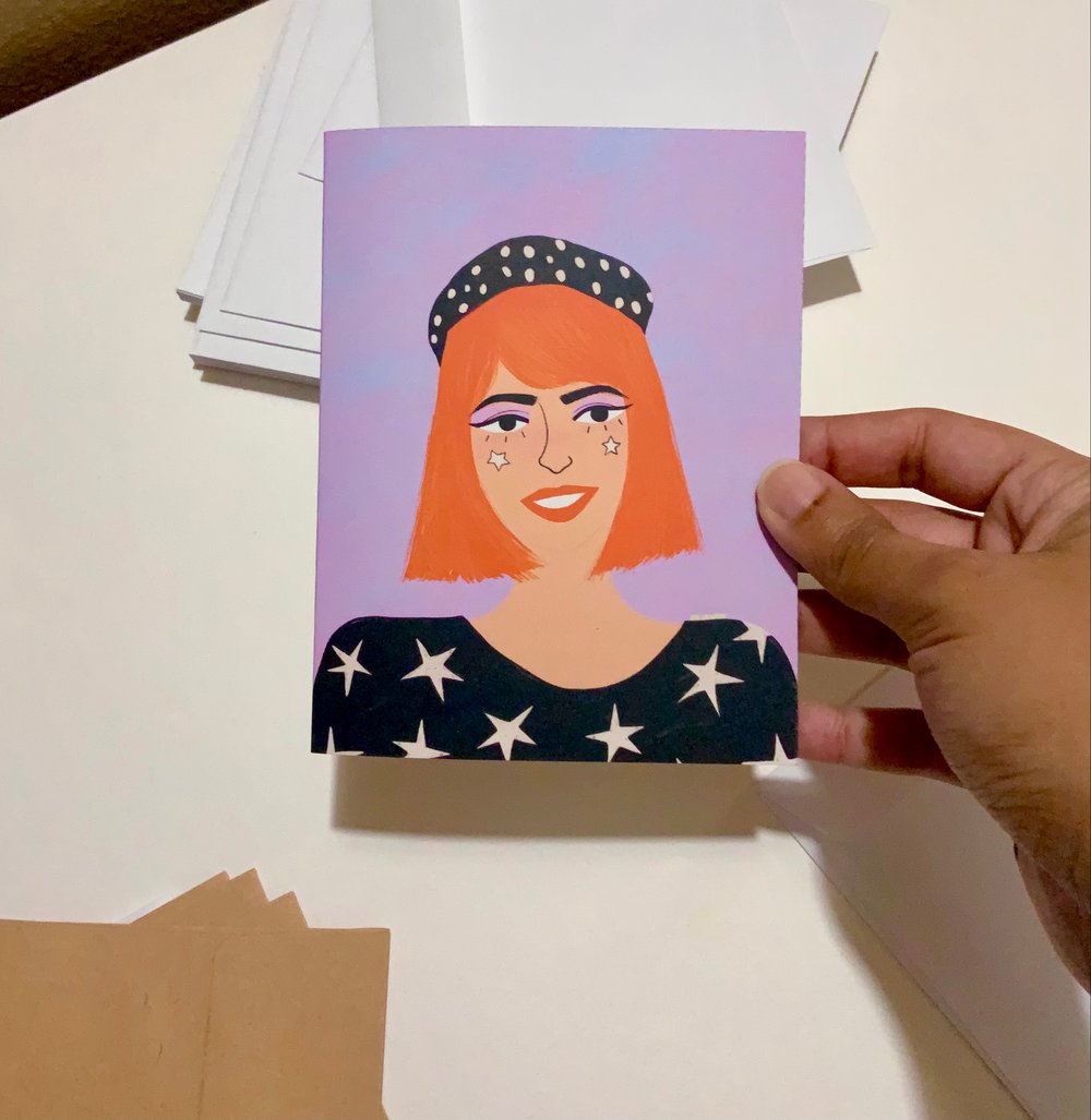 Image of The starry girl  greeting card
