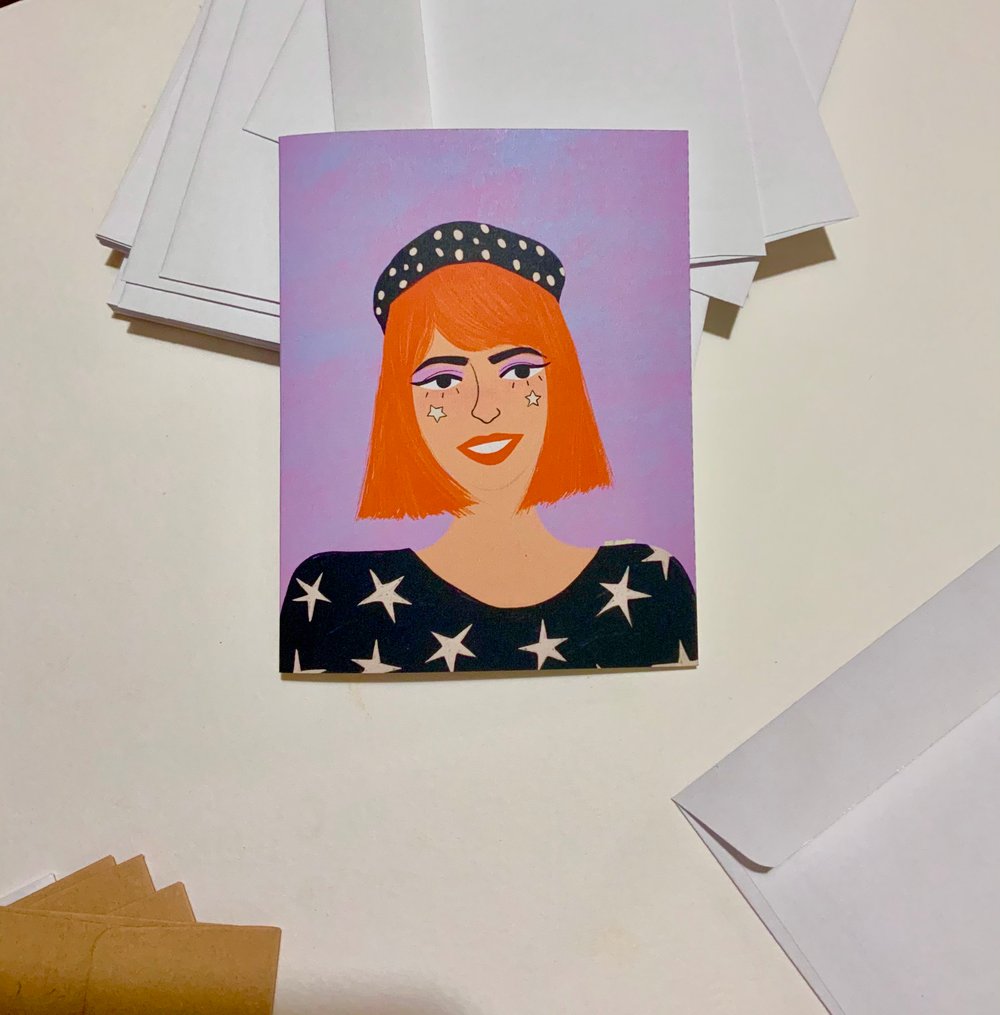 Image of The starry girl  greeting card