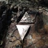 Bronze + sterling silver inverted pyramid dangle earrings