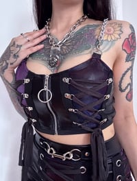 Image 2 of XS/S Monochrome Lace Up Top (ready to ship)