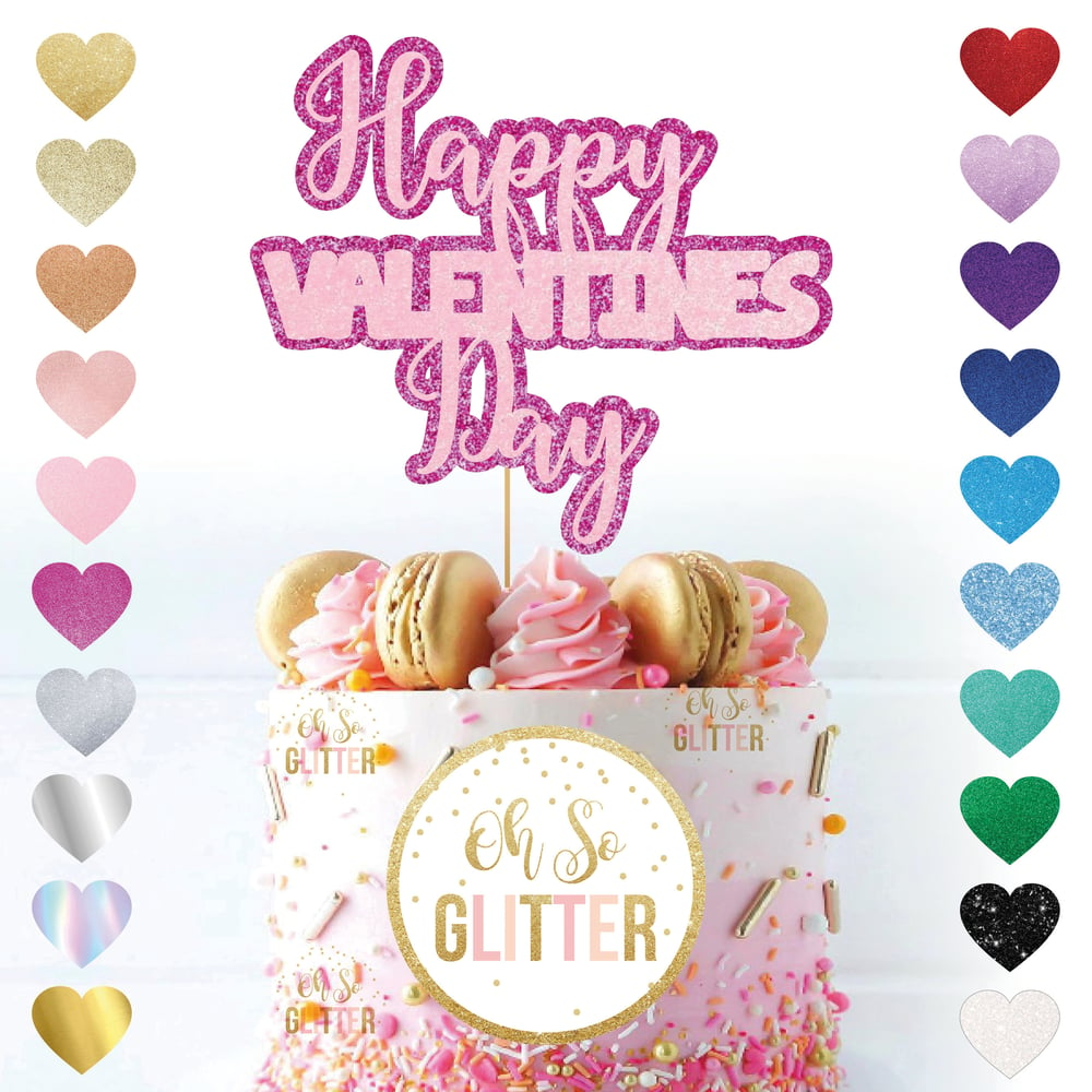 Image of Happy Valentines Day Double Glitter Cake Topper